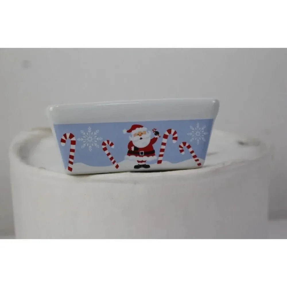 Ceramic small Baking Dish Santa Christmas Themed